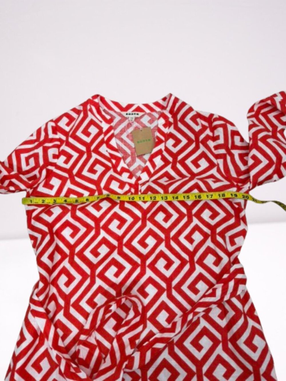 Boden NEW Red Cleo 100% Linen Tie Waist Long Sleeve Dress Size 8R - Picture 7 of 9